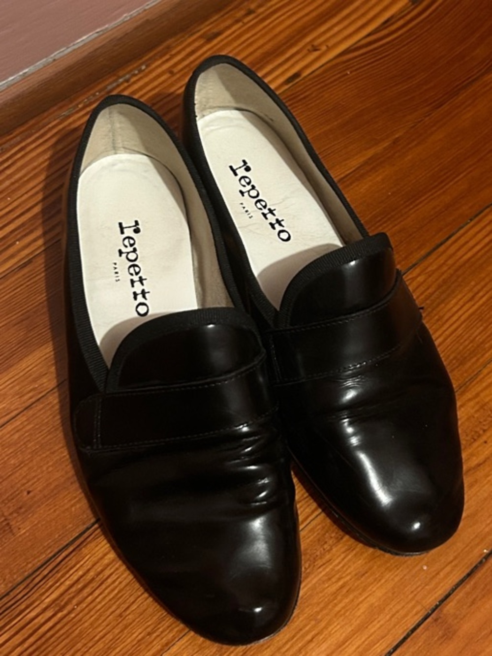 Repetto Black Leather Penny Loafers